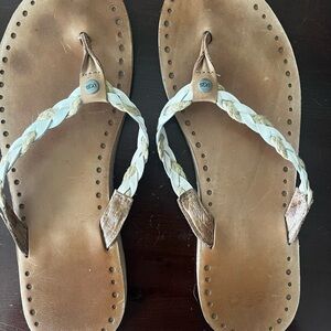 UGG Women's Braided Tan and Cream Sandals